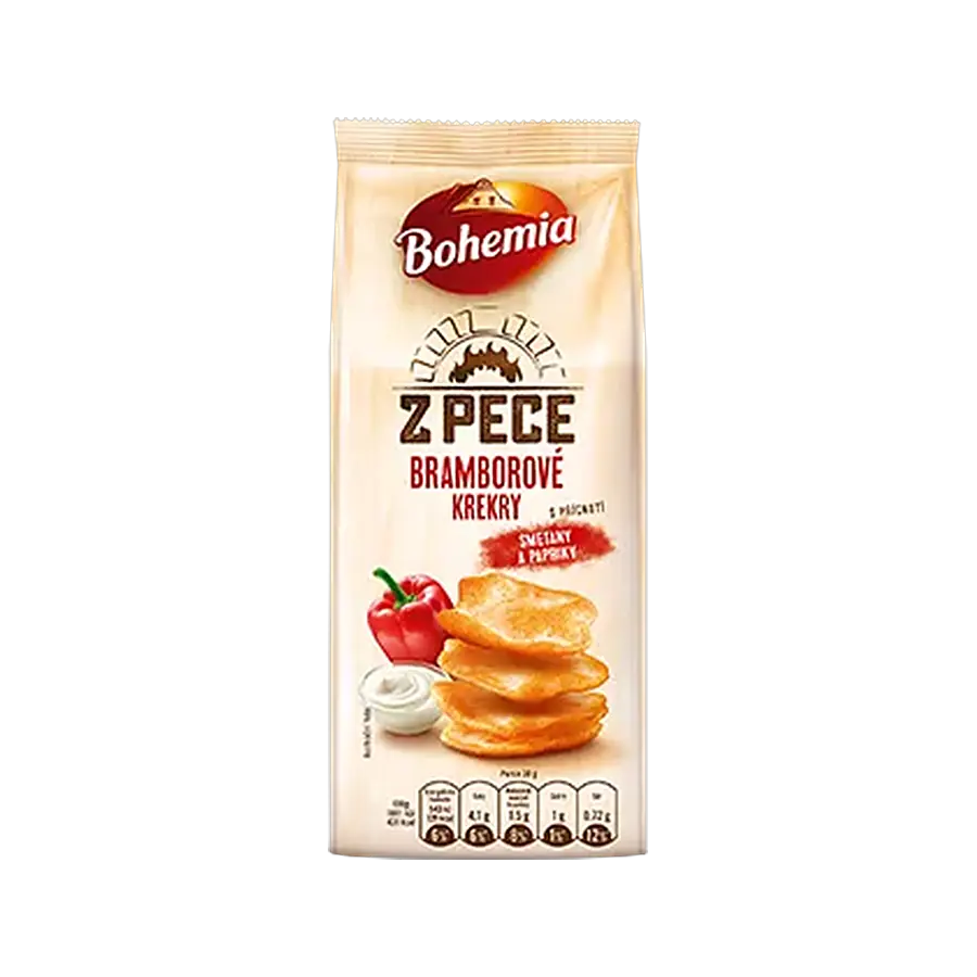 Bohemia Z pece bramborové krekry smetana a paprika 90 g — Bohemia