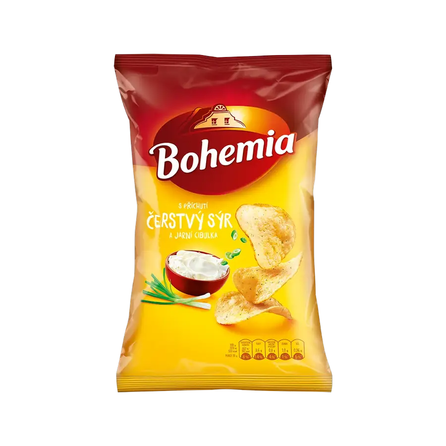 Bohemia chips čerstvý sýr a jarní cibulka 130 g