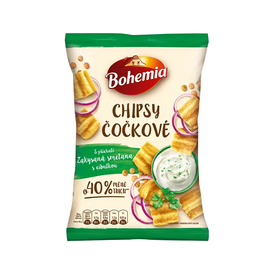 Bohemia chips čočkové zakysaná smetana s cibulkou 65 g