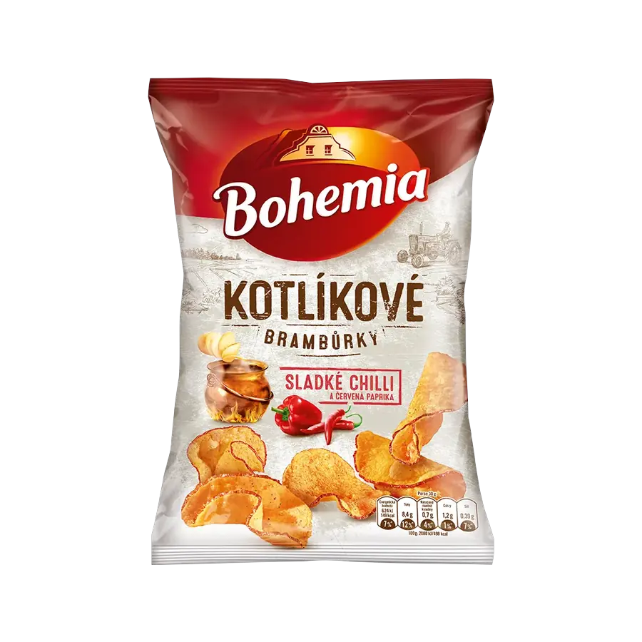 Bohemia Kotlíkové brambůrky sladké chilli a červená paprika 100 g