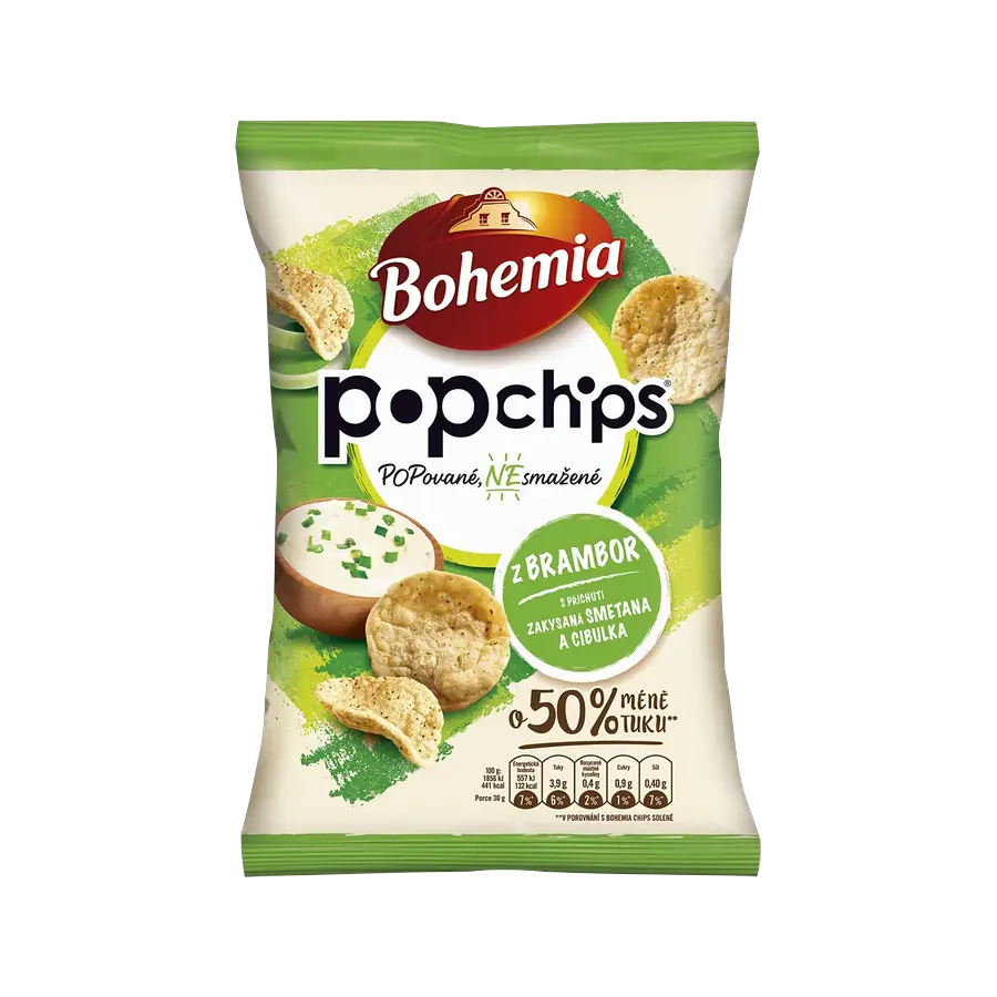 Bohemia PopChips zakysaná smetana s cibulkou 65 g